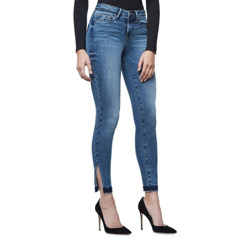 Good American Good Legs Ankle Skinny Jeans Split Hem Highrise Size 14/32 NEW